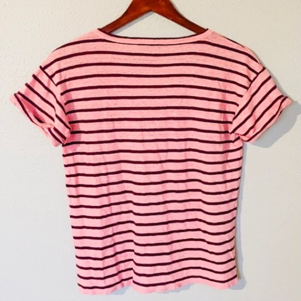 J. Crew Striped Linen Henley Tee size Medium - Picture 5 of 7